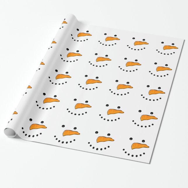 Snowman Face Wrapping Paper (Unrolled)