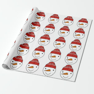 Snowman face wrapping paper