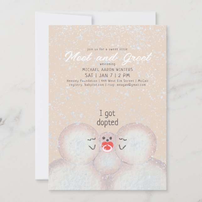 Snowman Famille Adoption Douche Invitation (Devant)
