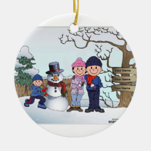 Snowman Family - 1 Boy Ceramic Ornament