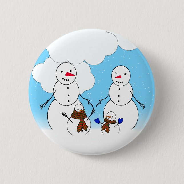 Snowman Family 2 Inch Round Button (Front)