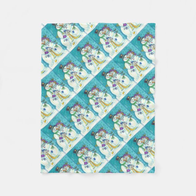 SNOWMAN FAMILY CHRISTMAS FLEECE BLANKET (Front)
