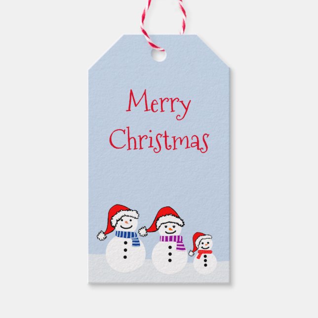 Snowman Family Christmas Gift Tags (Front)