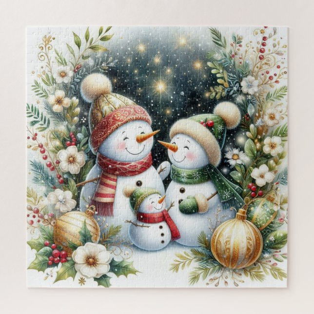 Snowman Family Christmas Jigsaw Puzzle (Vertical)