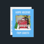 Snowman Family Christmas Photo Frame Holiday Postcard<br><div class="desc">* Cute snowman family with Christmas tree photo frame design. * Add your favourite photo and send holiday greetings to family, co-workers or teacher. * Use this postcard as an invitation to a holiday event, information card or 'Thank You' note, too! * For the text on the front and backside,...</div>