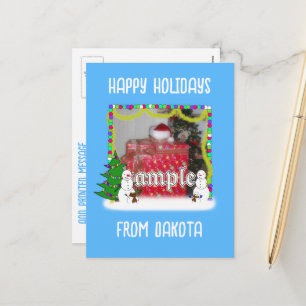 Snowman Family Christmas Photo Frame Holiday Postcard