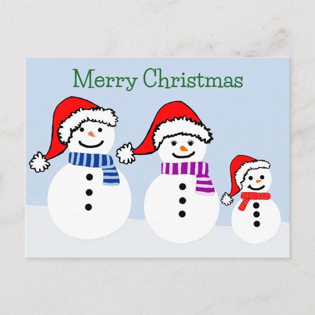 Snowman Family Christmas Postcard (Front)