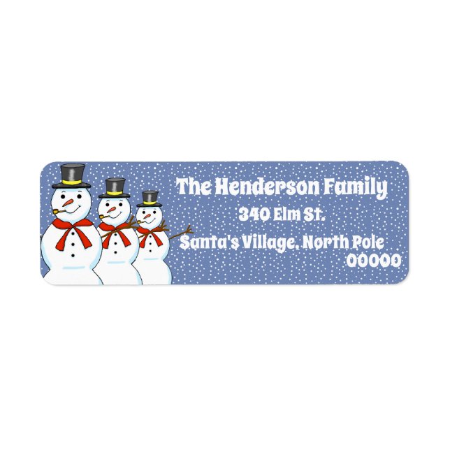 Snowman Family Christmas Return Address Labels (Front)