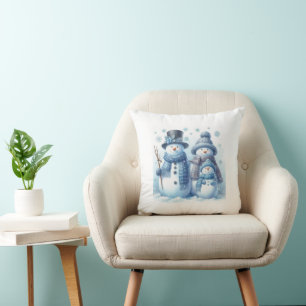 Snowman Family Double Sided Pillow - 2 Images