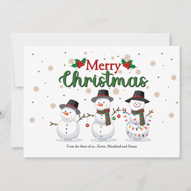 Snowman Family Holiday Greeting Card (Front)