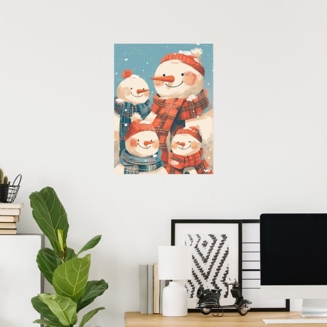 Snowman Family in Cozy Winter Poster (Home Office)