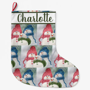 Snowman Family Large Christmas Stocking