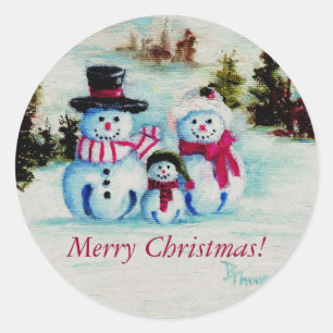 Snowman Family Merry Christmas Sticker