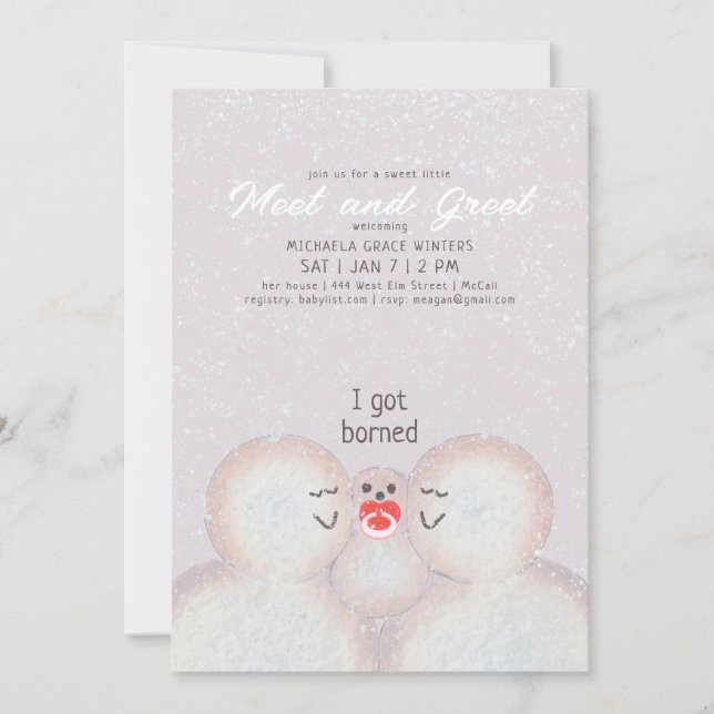 Snowman Family New Birth Shower Invitation (Front)