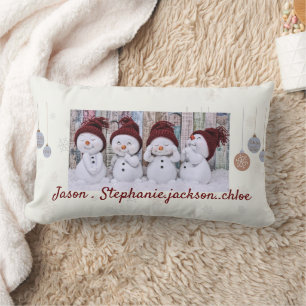 Snowman family personalized xmas throw pillow