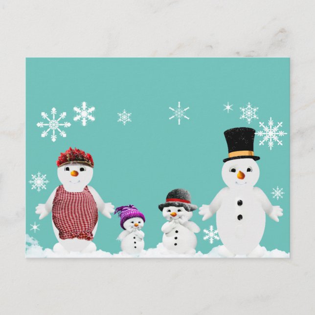 snowman family postcard (Front)