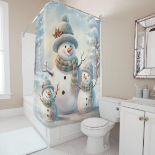 Snowman Family Shower Curtain