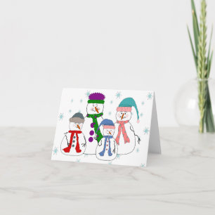 Snowman Family Snowmen Children Snow Whimsical Art Holiday Card