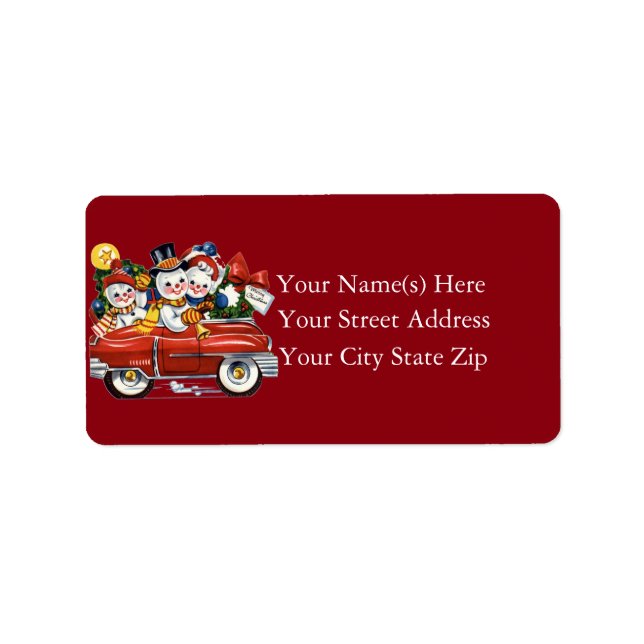 Snowman Family Vintage Christmas Label (Front)