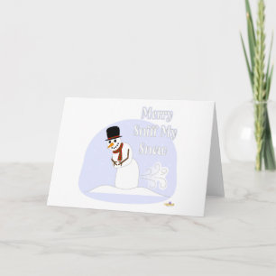 Snowman Farting Merry Sniff My Snow Blue Holiday Card
