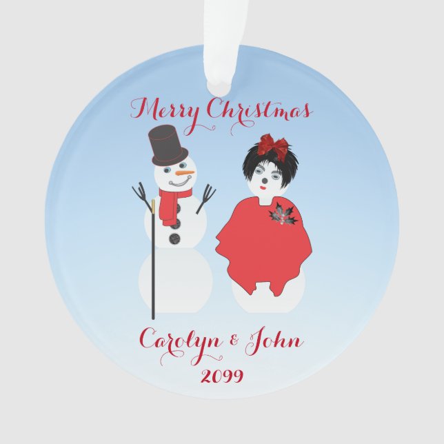 Snowman & Femme Vêtue De Fête Noël (devant)