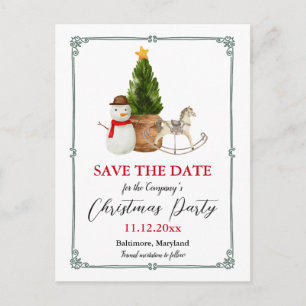 Snowman Festive   Christmas Party Save The Date  Announcement Postcard