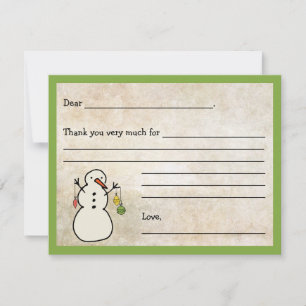 Snowman Fill in the blank thank you note / holiday Card