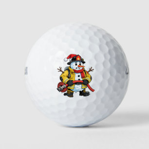 Snowman Firefighter Christmas 2026 Funny Holiday Golf Balls