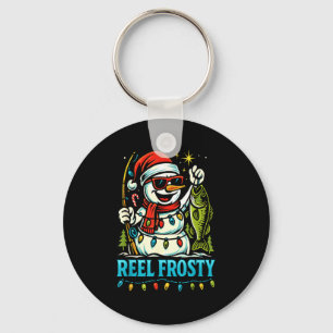 Snowman Fishing Christmas Holiday Festive Winter F Keychain