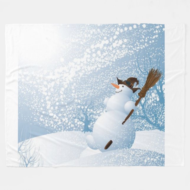 Snowman Fleece Blanket (Front (Horizontal))
