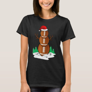 Snowman Football Ball Santa Hat Christmas Pajama X T-Shirt
