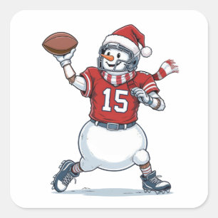 Snowman Football Player Christmas 2026 Holiday   Square Sticker