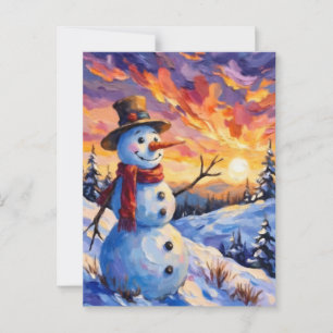 Snowman for Christmas Postcard