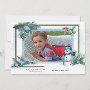 Snowman Frame Flat Holiday Card