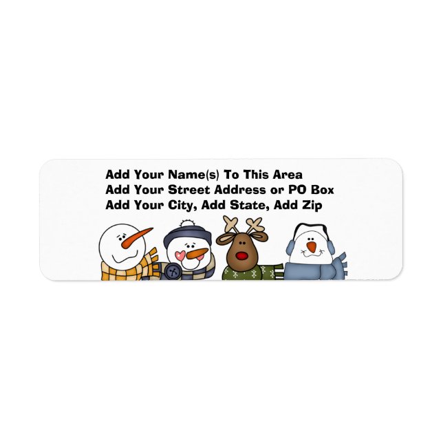 Snowman Friends Adresse de retour personnalisée Ét (Devant)
