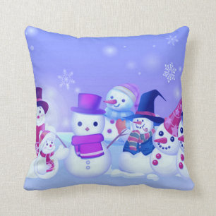 Snowman Friends Throw Pillow