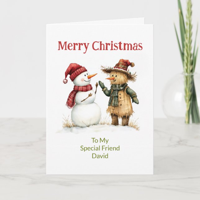 Snowman Friendship Christmas Card (Front)