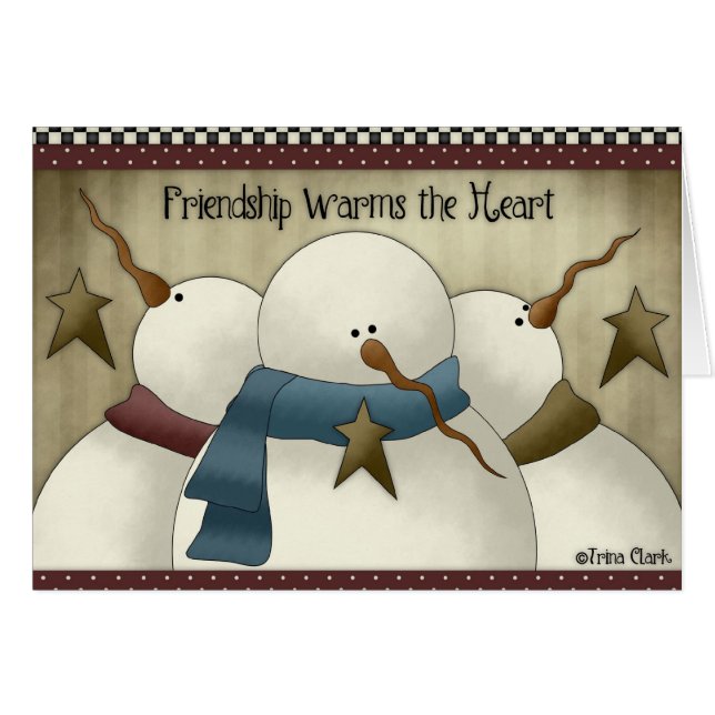 Snowman Friendship Warms the Heart Card (Front Horizontal)