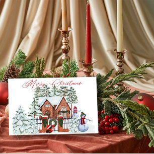 Snowman From Our House to Yours Christmas Holiday Card