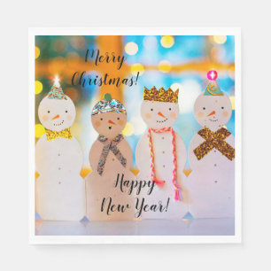 Snowman Fun Elegant Christmas Party Napkin