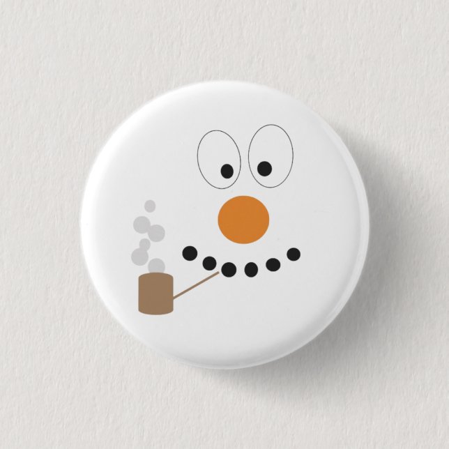 Snowman Funny Face Cute Novelty Christmas 1 Inch Round Button (Front)
