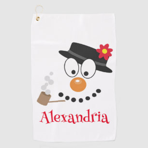 Snowman Funny Face Cute Novelty Christmas Golf Towel