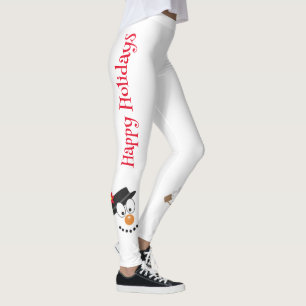 Snowman Funny Face Cute Novelty Christmas  Leggings