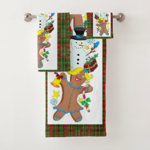 snowman gingerbread bath towel set