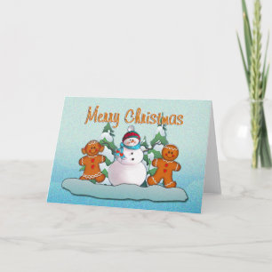 SNOWMAN & GINGERBREAD KIDS by SHARON SHARPE Holiday Card