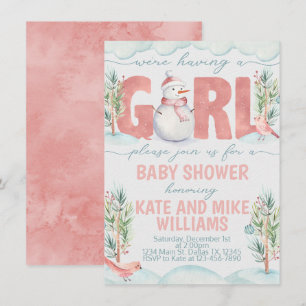 Snowman Girl Baby Shower Invitation Invite