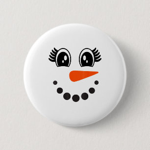 Snowman Girl Face For Girls Christmas Winter  2 Inch Round Button