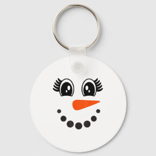 Snowman Girl Face For Girls Christmas Winter  Keychain