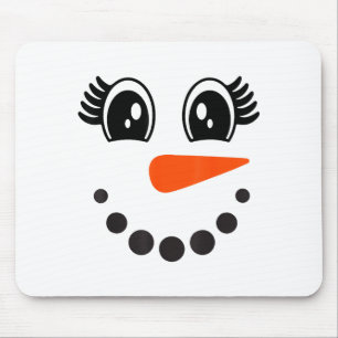 Snowman Girl Face For Girls Christmas Winter  Mouse Pad