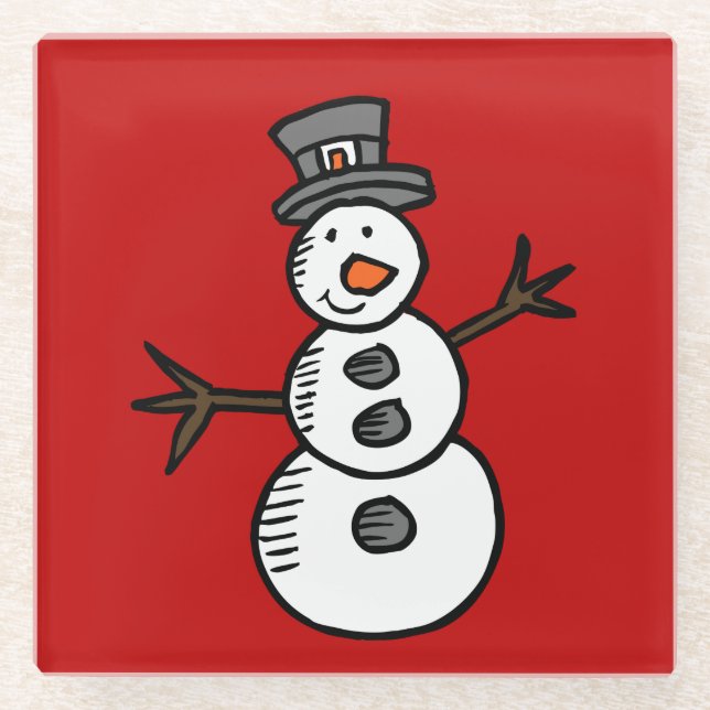 Snowman Glass Coaster (Front)